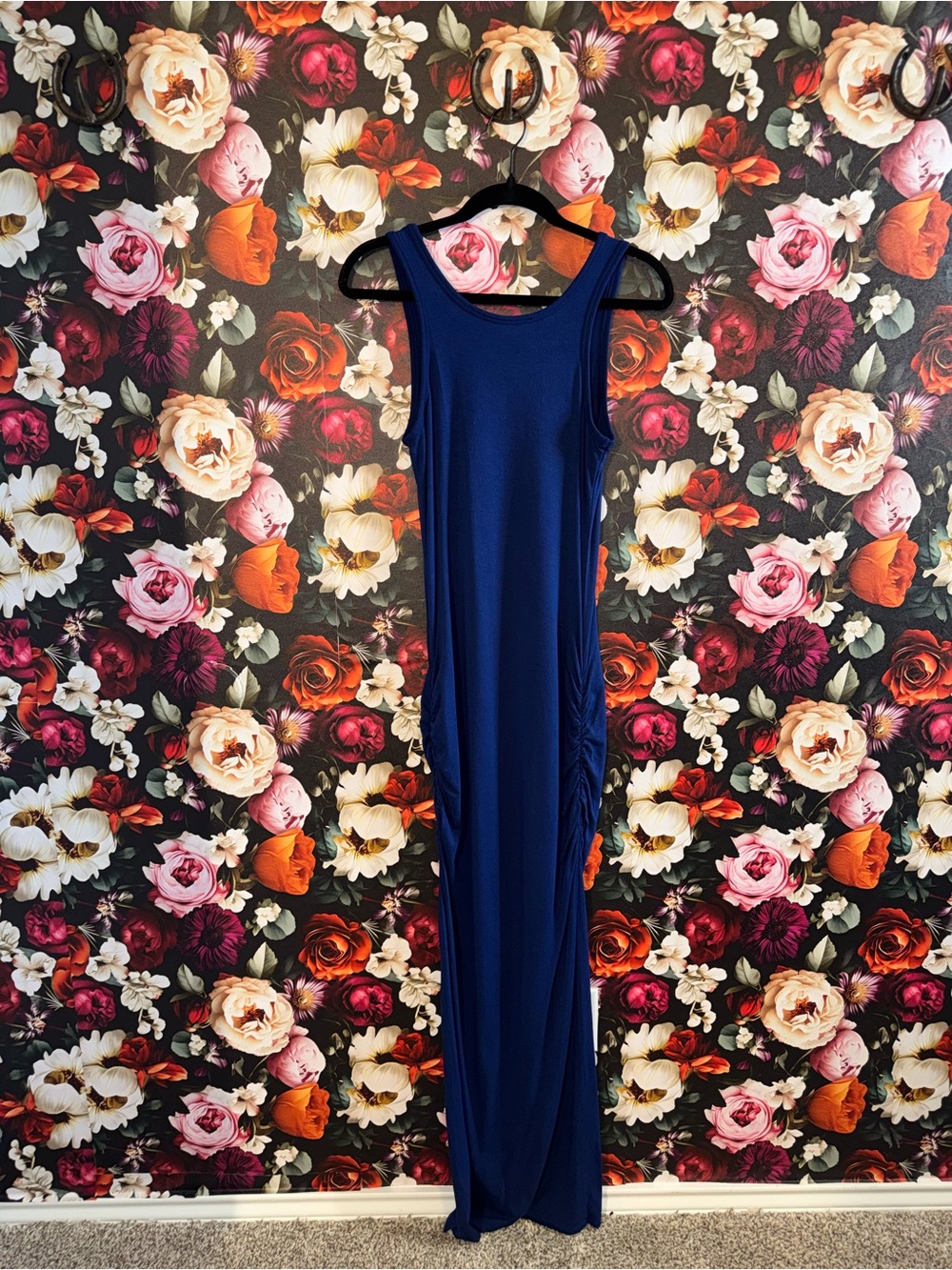 Victoria's Secret Royal Blue Sleeveless Maxi Dress w/ Ruching & Slit, S, Short - Picture 13 of 13
